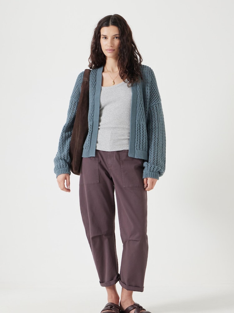 Hush Blue Knitted Edge to Edge Stitch Cardigan - Image 2 of 5