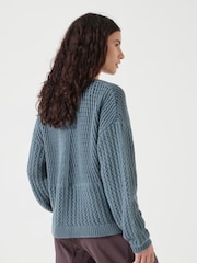 Hush Blue Knitted Edge to Edge Stitch Cardigan - Image 3 of 5