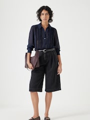 Hush Blue Long Sleeve Ruffle Sheer Shirt - Image 2 of 5