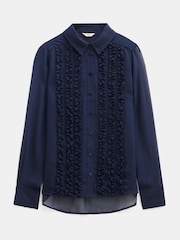 Hush Blue Long Sleeve Ruffle Sheer Shirt - Image 5 of 5