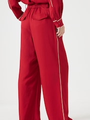 Hush Red Piping Detail Wide Leg Trousers - Image 3 of 5