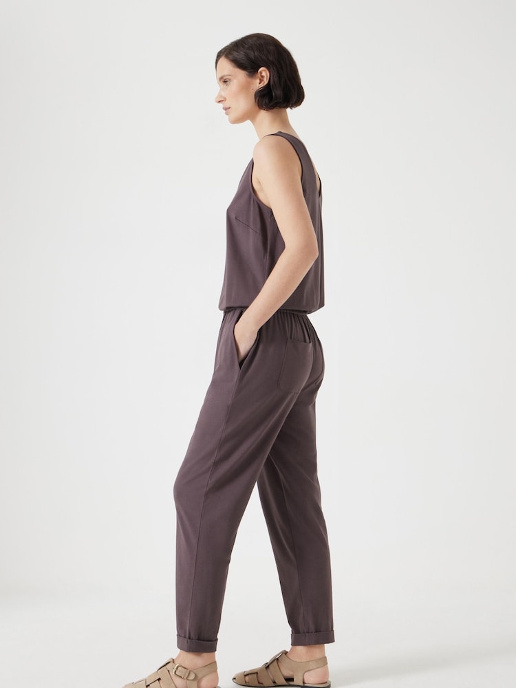 Hush Brown Cropped Jersey Jumpsuit - Image 5 of 7