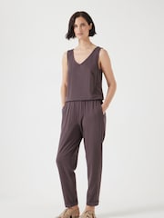 Hush Brown Cropped Jersey Jumpsuit - Image 6 of 7