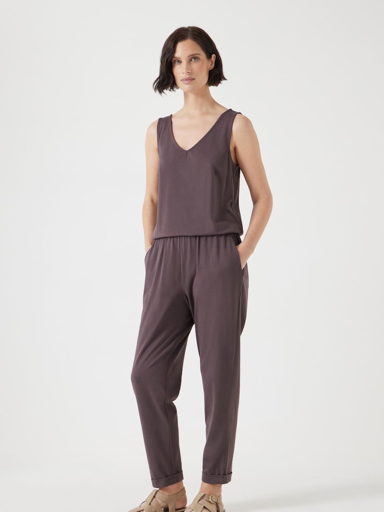 Hush Brown Cropped Jersey Jumpsuit - Image 6 of 7