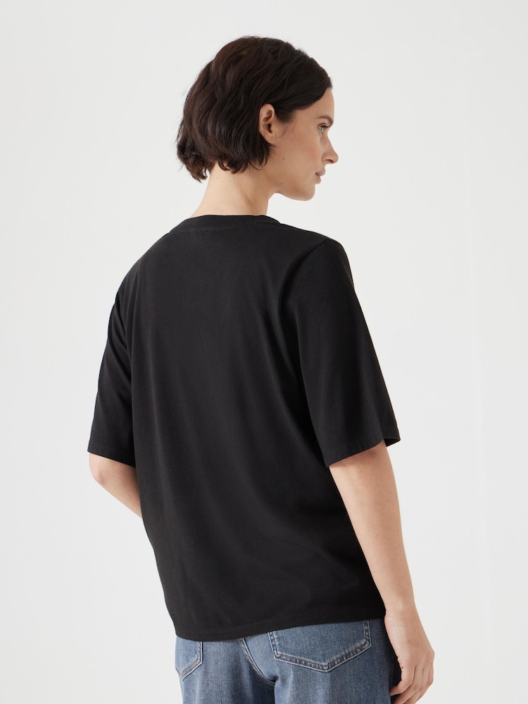 Черный - Hush Reece V-Neck Drapey T-Shirt - Изображение 2 из 5