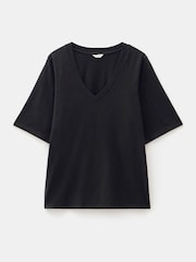 Черный - Hush Reece V-Neck Drapey T-Shirt - Изображение 5 из 5