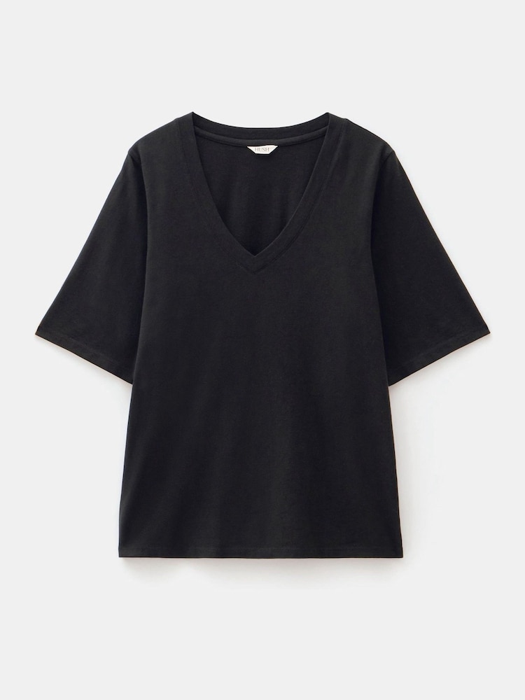 Черный - Hush Reece V-Neck Drapey T-Shirt - Изображение 5 из 5