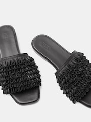 Hush Black Leather Fringe Sandals - Image 4 of 5