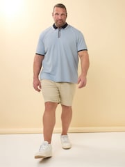 BadRhino Big & Tall Blue Seersucker Zip Polo Shirt - Image 2 of 6