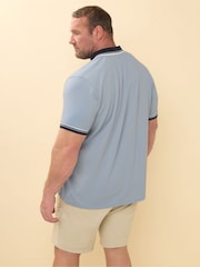 BadRhino Big & Tall Blue Seersucker Zip Polo Shirt - Image 3 of 6
