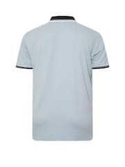 BadRhino Big & Tall Blue Seersucker Zip Polo Shirt - Image 6 of 6