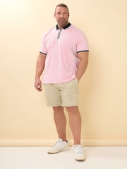 BadRhino Big & Tall Pink Seersucker Zip Polo Shirt - Image 2 of 7