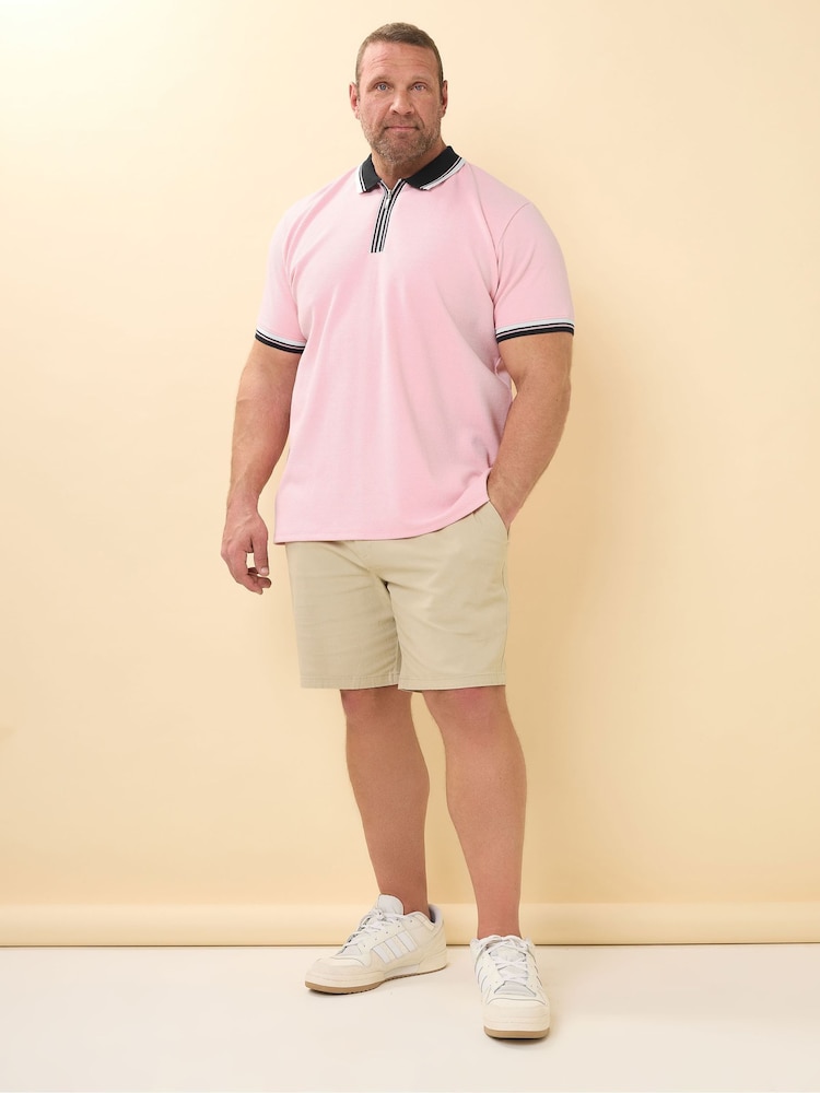 BadRhino Big & Tall Pink Seersucker Zip Polo Shirt - Image 2 of 7