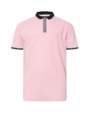 BadRhino Big & Tall Pink Seersucker Zip Polo Shirt - Image 6 of 7