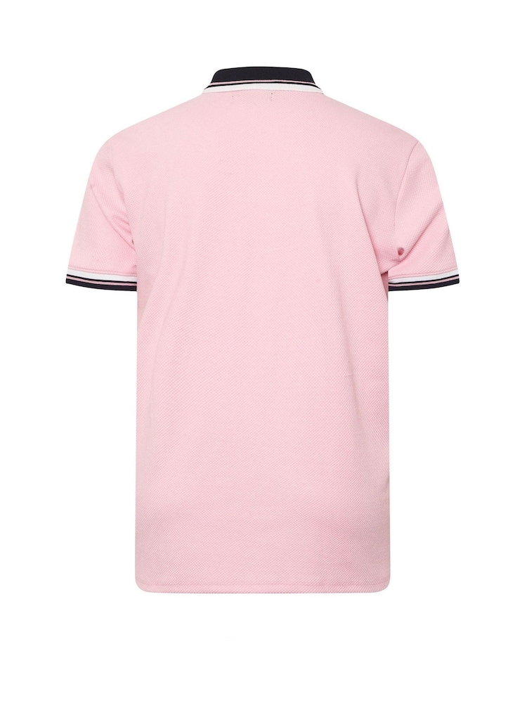 BadRhino Big & Tall Pink Seersucker Zip Polo Shirt - Image 7 of 7