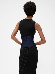 GapStudio Dark Wash Blue Denim Corset Belt - Image 2 of 6