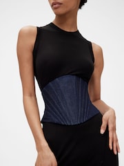 GapStudio Dark Wash Blue Denim Corset Belt - Image 3 of 6