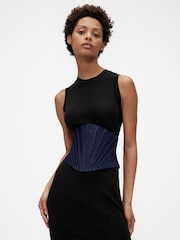 GapStudio Dark Wash Blue Denim Corset Belt - Image 4 of 6