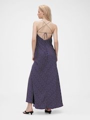 GapStudio Blue Dot Satin Slip Maxi Dress - Image 2 of 7
