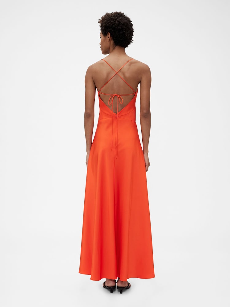 GapStudio Orange Satin Slip Maxi Dress - Image 2 of 7 GapStudio Orange Satin Slip Maxi Dress - Image 2 of 7