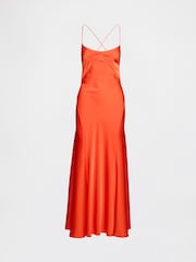 GapStudio Orange Satin Slip Maxi Dress - Image 6 of 7