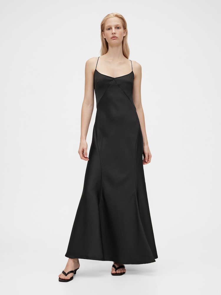 GapStudio Black Satin Slip Maxi Dress - Image 1 of 7 GapStudio Black Satin Slip Maxi Dress - Image 1 of 7