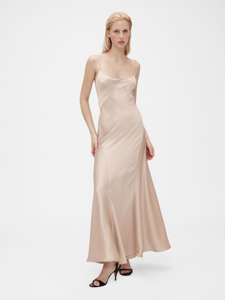 GapStudio Beige Satin Slip Maxi Dress - Image 1 of 7