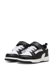 Puma White Girls Toddlers Rebound V6 Lo Sneakers - Image 3 of 6