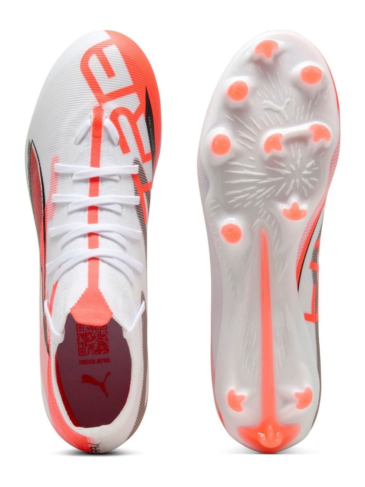 Puma White ULTRA 5 MATCH+ FG/AG Football Boots - Image 4 of 6