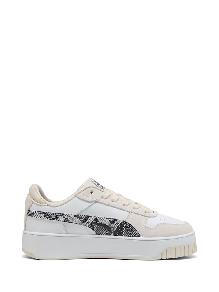 Puma White Womens Carina Street Snake Chic Sneakers - Image 1 of 6