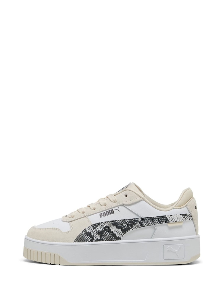 Puma White Womens Carina Street Snake Chic Sneakers - Image 2 of 6