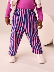 Navy/Pink Stripe Barrel Leg Trousers (3mths-7yrs) - Image 1 of 3