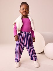 Navy/Pink Stripe Barrel Leg Trousers (3mths-7yrs) - Image 3 of 3