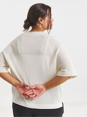 Simply Be White Short Sleeve Boxy Knitted Jumper - Image 2 of 4