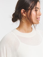 Simply Be White Short Sleeve Boxy Knitted Jumper - Image 3 of 4