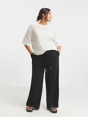 Simply Be White Short Sleeve Boxy Knitted Jumper - Image 4 of 4