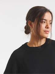 Simply Be Black Short Sleeve Boxy Knitted Jumper - Image 3 of 4