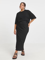 Simply Be Black Short Sleeve Boxy Knitted Jumper - Image 4 of 4