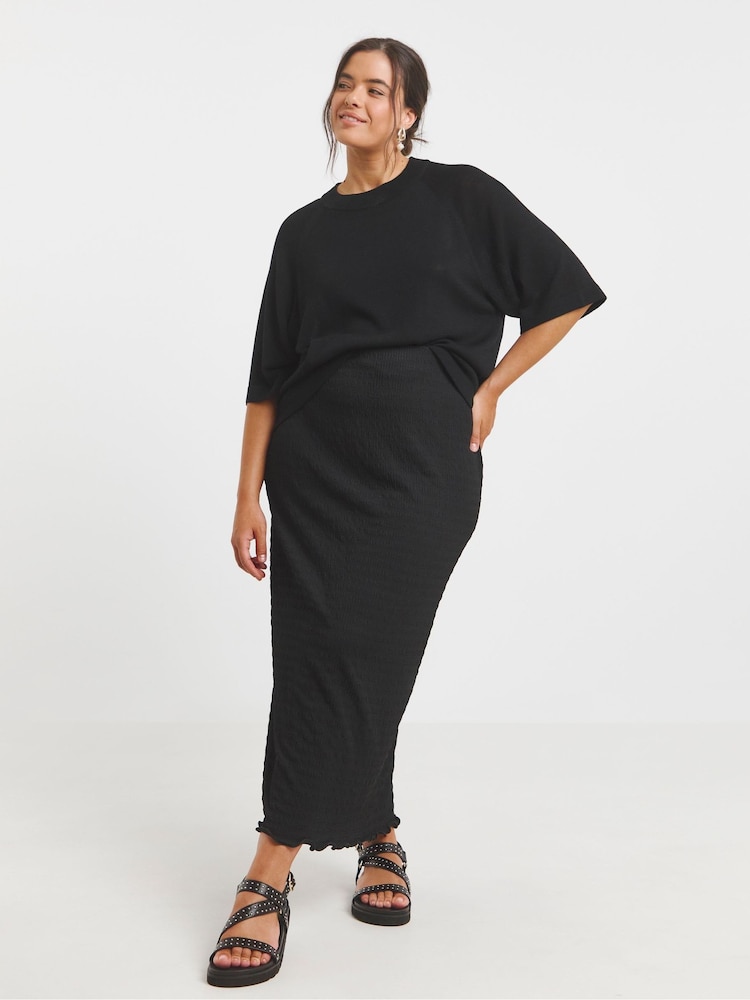 Simply Be Black Short Sleeve Boxy Knitted Jumper - Image 4 of 4