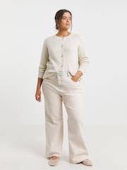 Simply Be White Sequin Scalloped Cardigan - Image 3 of 4