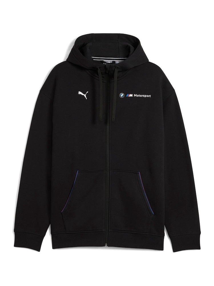 Puma Black Mens BMW M Motorsport Essentials+ Hooded Fleece Jacket - Image 4 of 5