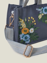 Accessorize Blue Mini Floral Embroidered Cotton Handbag - Image 2 of 2