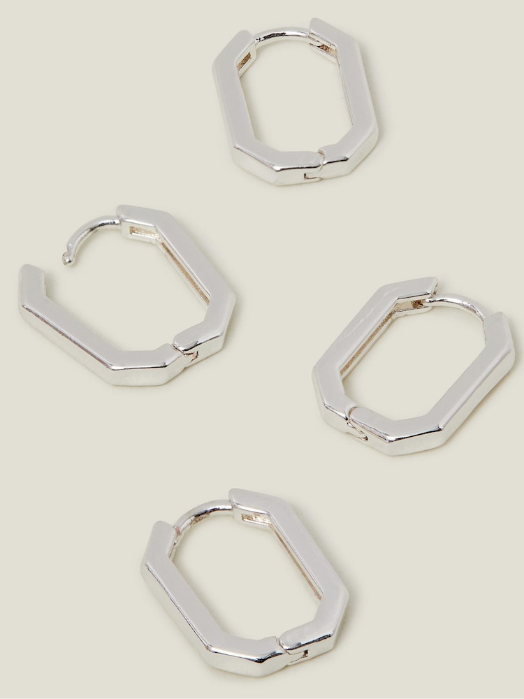 Accessorize pravokotni okrogli uhani, komplet 2 - Slika 1 iz 2