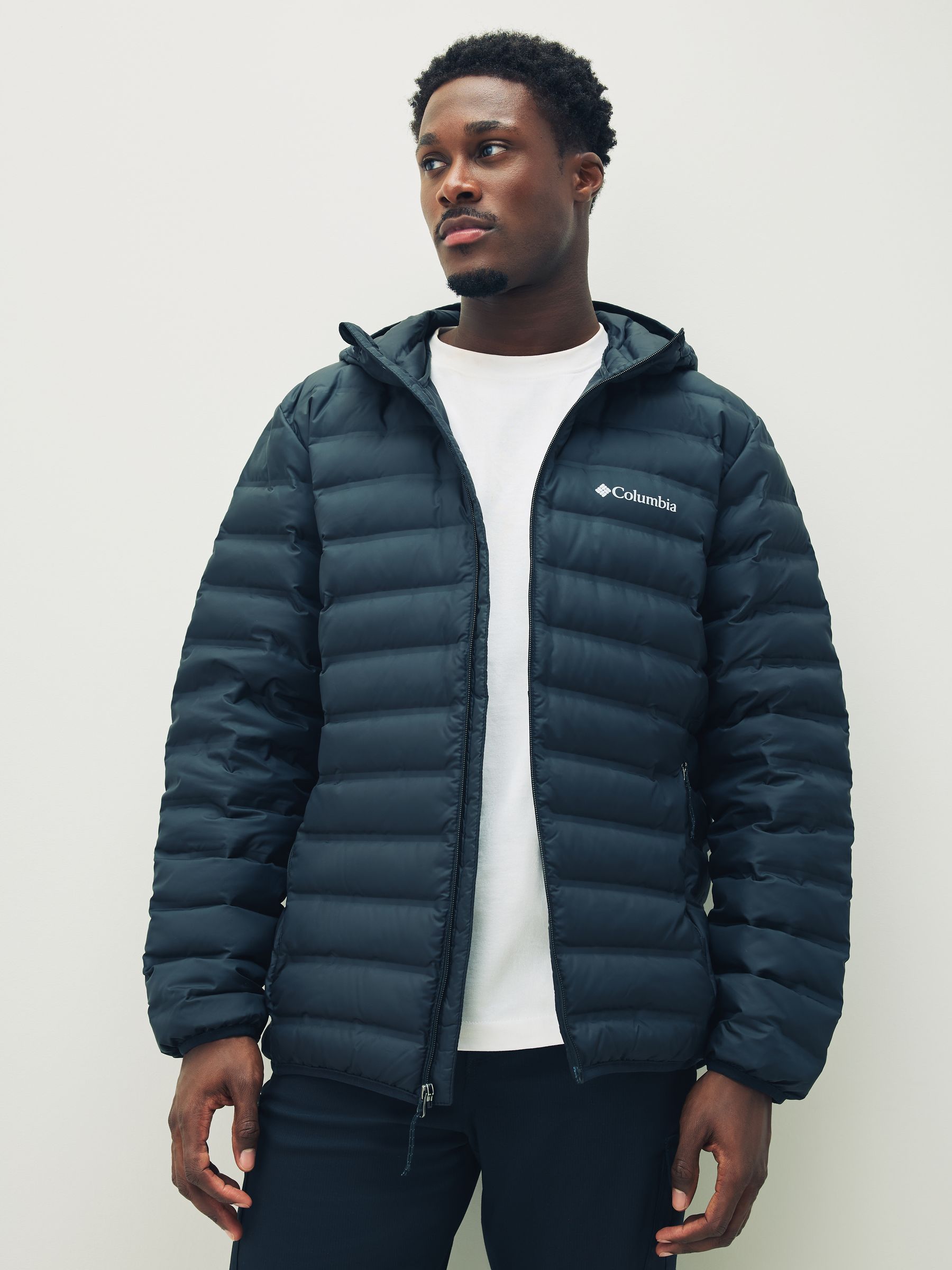 Columbia ブラック ダウンジャケット フード付き Columbia フード付き