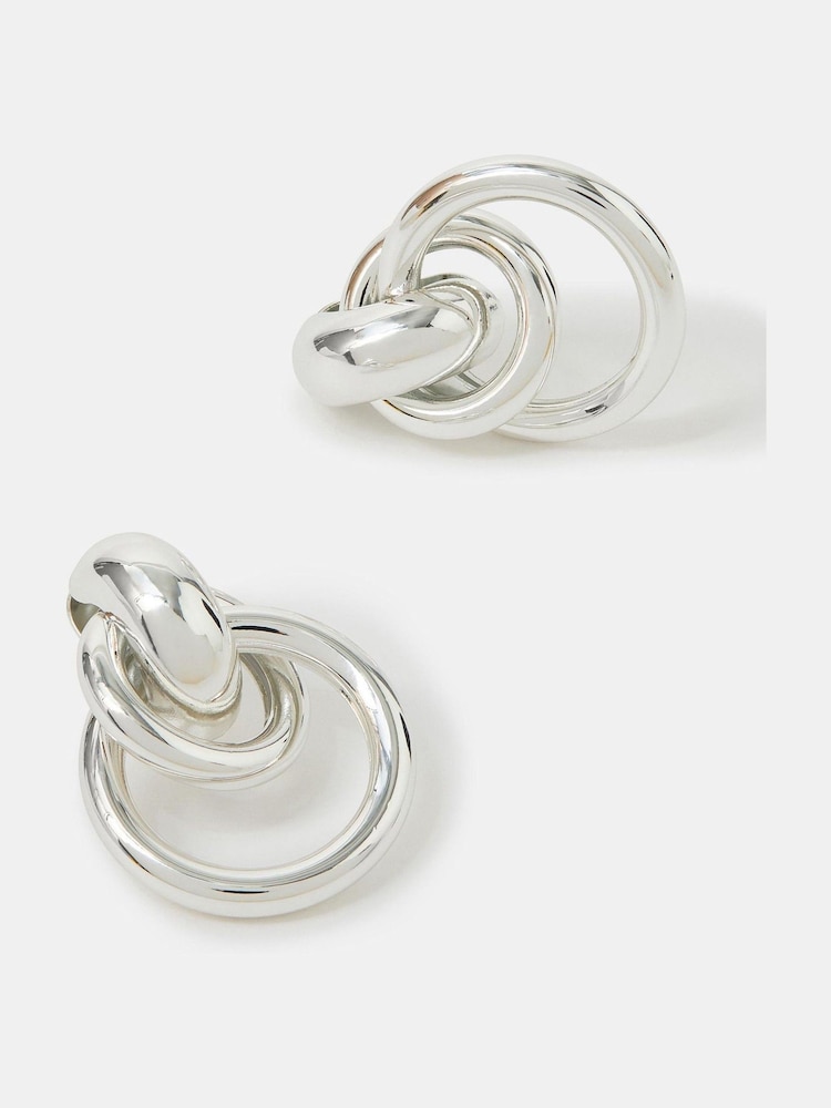 Accessorize Silver Tone Plated Round Link Hoop Earrings - Image 1 of 2 Accessorize Silver Tone Plated Round Link Hoop Earrings - Image 1 of 2
