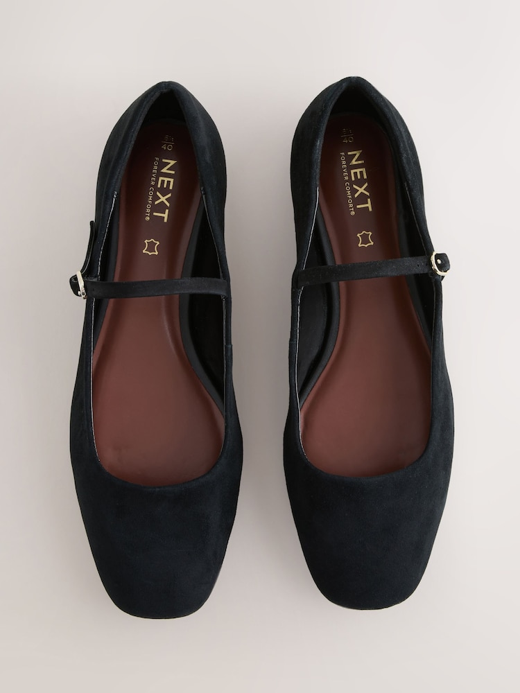 Black Suede Forever Comfort® Leather Square Toe Mary Jane Shoes - Image 1 of 5