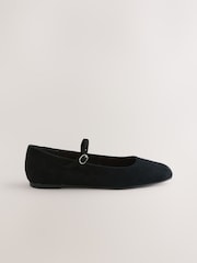 Black Suede Forever Comfort® Leather Square Toe Mary Jane Shoes - Image 3 of 5