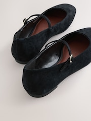 Black Suede Forever Comfort® Leather Square Toe Mary Jane Shoes - Image 4 of 5