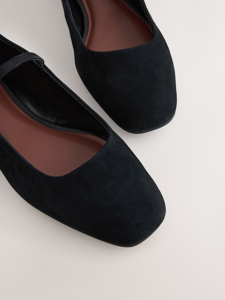 Black Suede Forever Comfort® Leather Square Toe Mary Jane Shoes - Image 5 of 5
