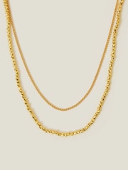 Accessorize Gold Tone 14ct Plated Layered Bead Chain Necklace - Image 1 of 3